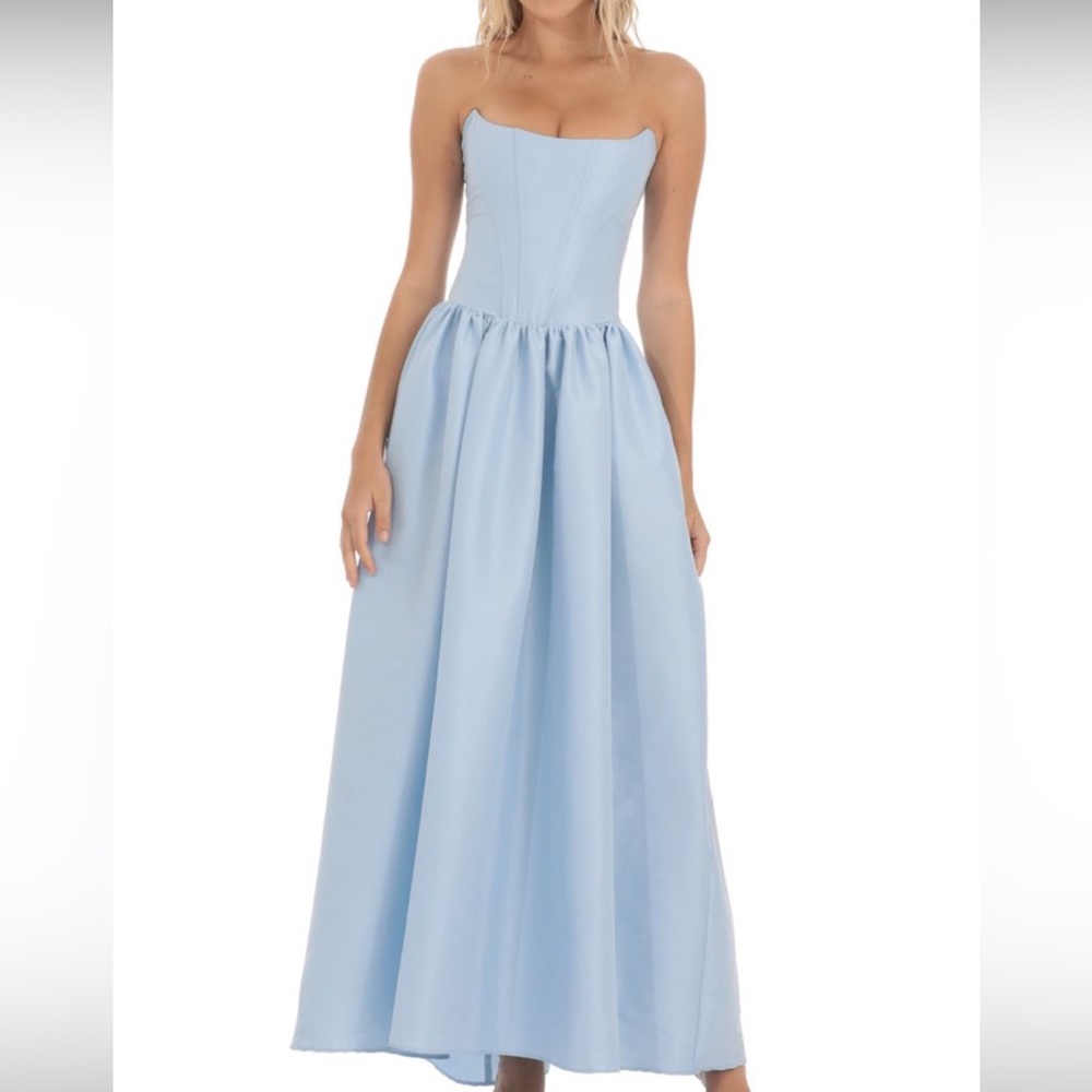 Lucy in the Sky Strapless Corset Gown in Blue